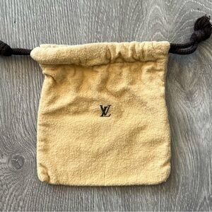 Louis Vuitton Beige Drawstring Dust Pouch with Black Logo
